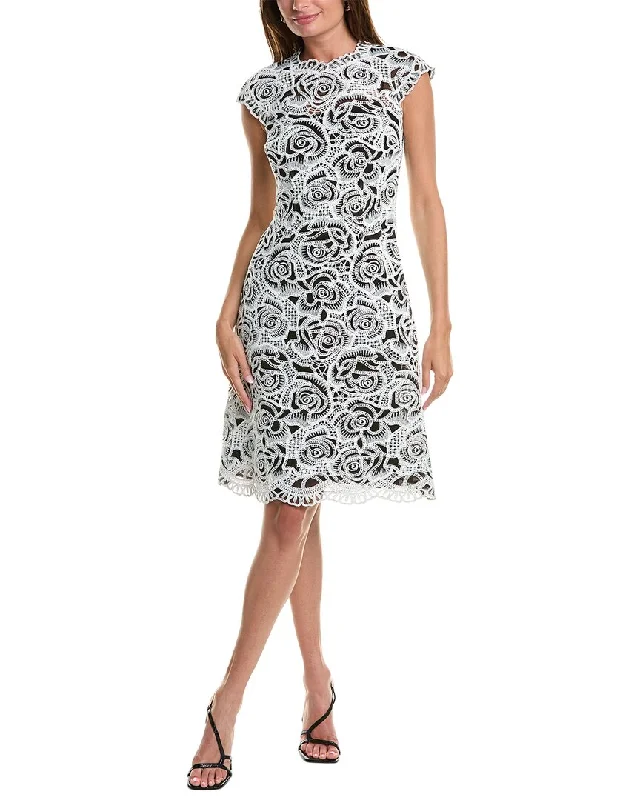 Warm And Comfortable Teri Jon by Rickie Freeman Scroll Embroidered Lace A-Line Dress