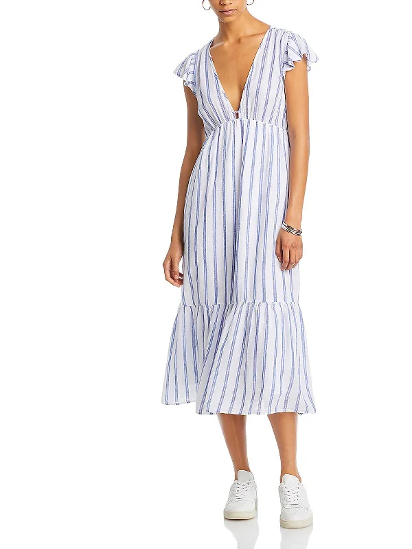 Elegant Design Tina Womens Striped Cotton Maxi Dress