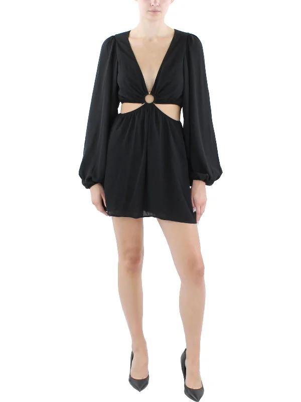 High Street Style Womens Chiffon Cut-Out Mini Dress