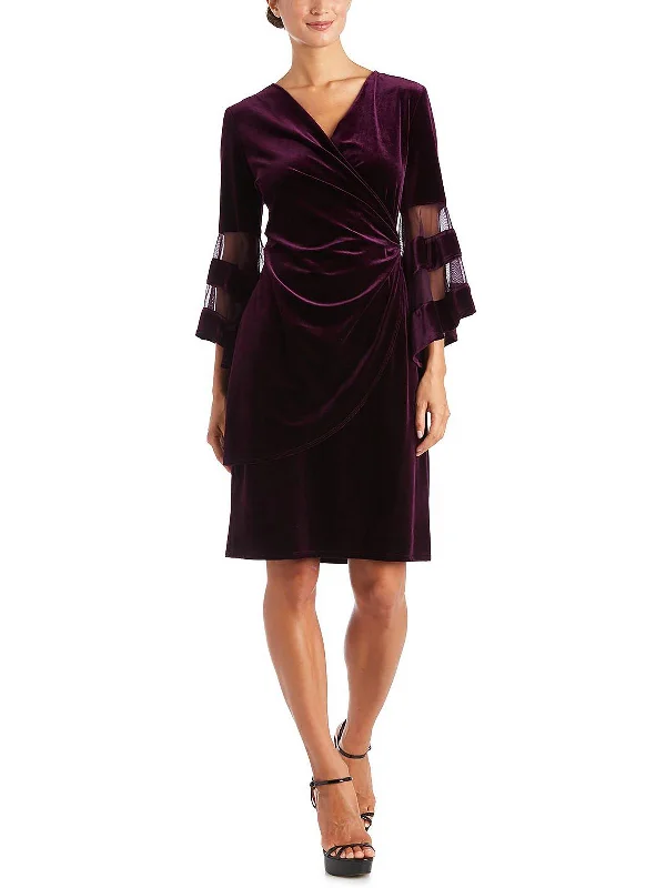 Lazy Style Womens Velvet Embellished Cocktail and Party Dress