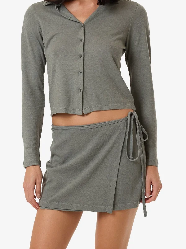 Hemp Wrap Mini Skirt - Green Smoke