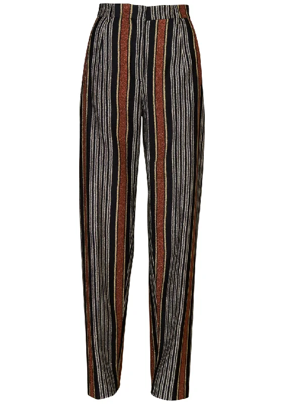 Straight Lamé Trousers Multicolour Rust & Gold