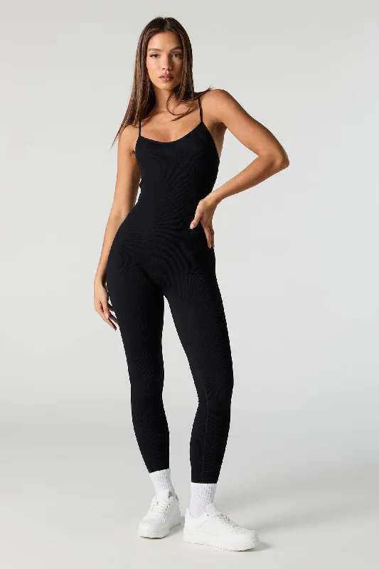 Comfortable Design Full-length leggings Active Seamless Ribbed Scoop Neck Jumpsuit