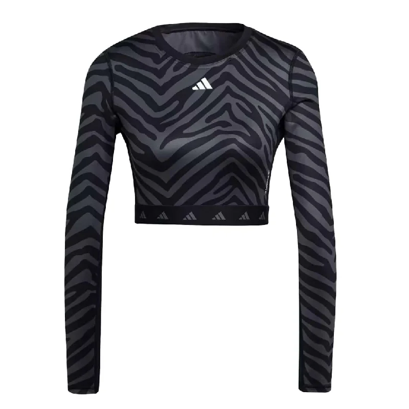 adidas - Women's Techfit Crop Long Sleeve Zebra T-Shirt (IB3609)