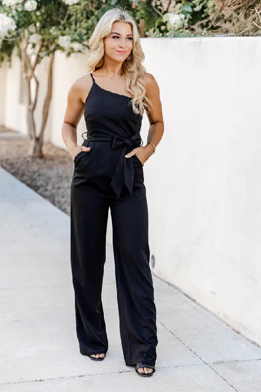 Enchanted By You One Shoulder Black Jumpsuit FINAL SALE