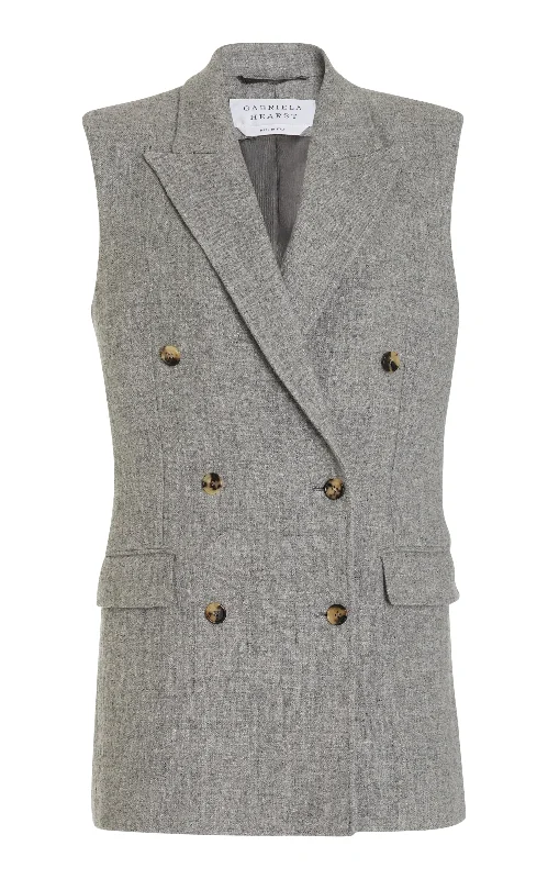 Mayte Vest in Light Grey Melange Cashmere Linen