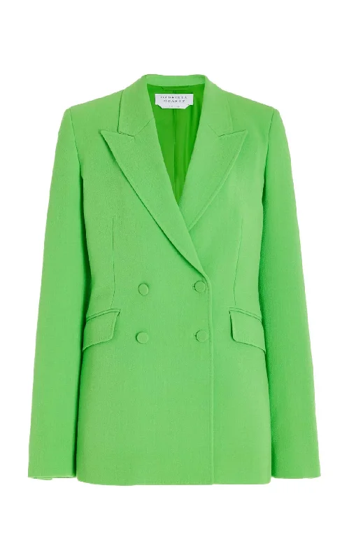 Stephanie Blazer in Fluorescent Green Virgin Wool Crepe