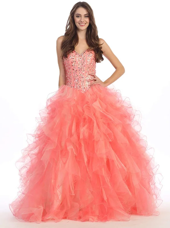 Eureka Fashion - Strapless Sweetheart Bejeweled Corset Evening Gown